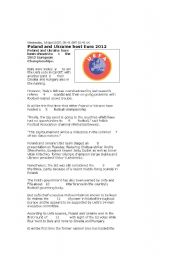 English Worksheet: Poland and Ukraine to Host  2012 Football