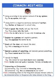 English Worksheet: COMMON MISTAKES