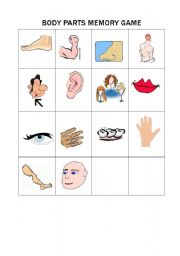 English Worksheet: Body memory game