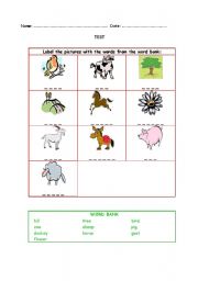 English worksheet: animals