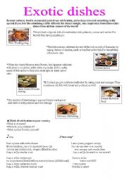 English Worksheet: exotic dishes