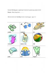 English Worksheet: Summer Battleship Game