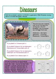 English Worksheet: DINOSAURS PART 3 (3 pages)