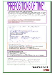 English Worksheet: Prepositions of time