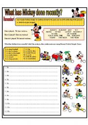English Worksheet: WHAT HAS MICKEY DONE RECENTLY?