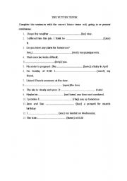 English Worksheet: The future