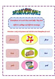 English worksheet: Homophones