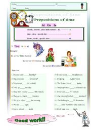 English Worksheet: Prepositions of time