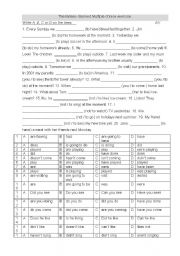 Tenses - a banked Multiple choice mixed grammar exercise