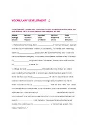 English worksheet: VOCABULARY DEVELOPMENT EXERCISES FOR ADVANCE STUDENTS