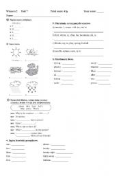 English Worksheet: weather, months, numbers, test winners