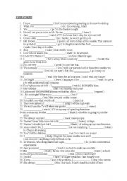 English Worksheet: verb forms, tenses, revision