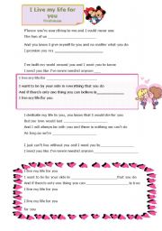 English Worksheet: Song I live my life for you / firehouse