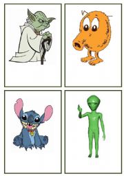 English Worksheet: Alien Memory Cards AGAIN (the whole set) Use them with my Galactic Grammar game.