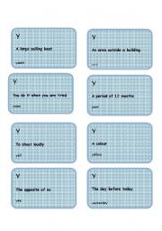 English Worksheet: Alphabet game -Letter Y