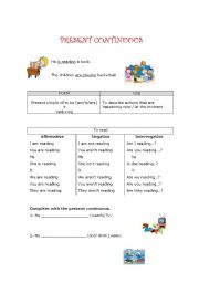 English Worksheet: Present Continuous and hobbies