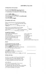 English worksheet: Working with a love song.