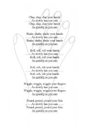 English worksheet: Clap your hand
