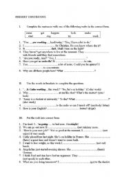 English Worksheet: Present Continuous