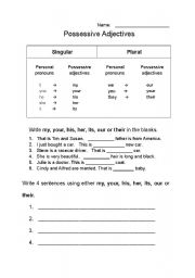 English worksheet: possessive worksheets