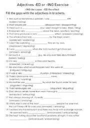 English Worksheet: adjectives -ed and -ing