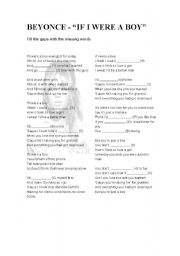 English Worksheet: Gap-filling activity: Beyoncs 