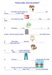 English Worksheet: General Vocabulary. To like or to be.