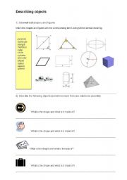 English Worksheet: Describing objects and shapes