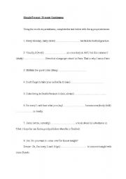 English worksheet: simple present