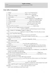 English Worksheet: Future will and going to