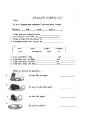 English worksheet: FOOD