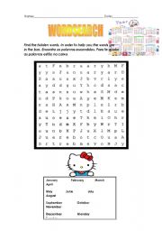 English Worksheet: Word search months and days of the week