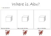 English worksheet: Where is Abu? - prepositions of place