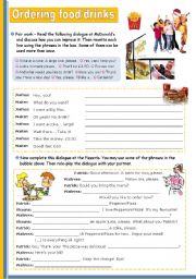 English Worksheet: At the restaurant - Ordering Food/ Drinks Upper Elementary or Lower Intermediate students