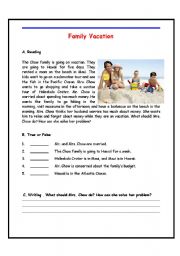 English Worksheet: Family vacation