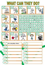 English Worksheet: ABILITIES (CAN)