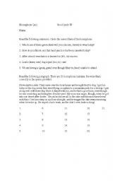 English Worksheet: Homophone Quiz