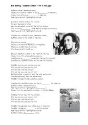 English Worksheet: Bob Marley Buffalo Soldier fill in the gaps listening