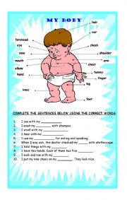 English Worksheet: MY BODY