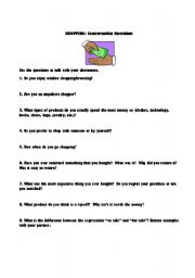 English Worksheet: Shopping: Conversation Questions