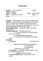 English Worksheet: lesson plan 