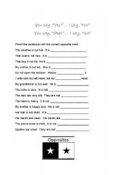 English Worksheet: Opposites Worksheet