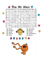 English Worksheet: Mr Men Wordsearch