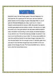 English worksheet: Basketball