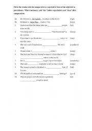 English Worksheet: comparatives/superlatives