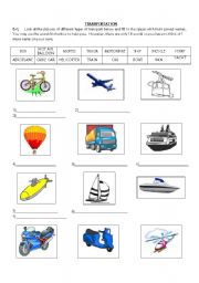 English Worksheet: TRANSPORTATION