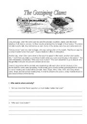 English Worksheet: The Gossiping Clams