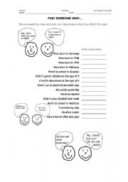 English Worksheet: Find someone who... (Past Simple)