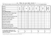 English Worksheet: How do you feel about...?  A Class survey