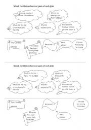 English Worksheet: match the first and the second parts of the jokes